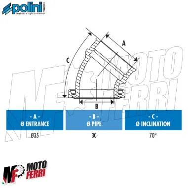 MF9700 Collettore Aspirazione Polini PWK 24 26 28 30 Mot Minarelli Orizzontale