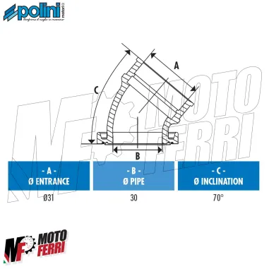 MF9702 Collettore Aspirazione Polini DM 31 Aerox 50 2T CARB Mikuni TM 24 26 28