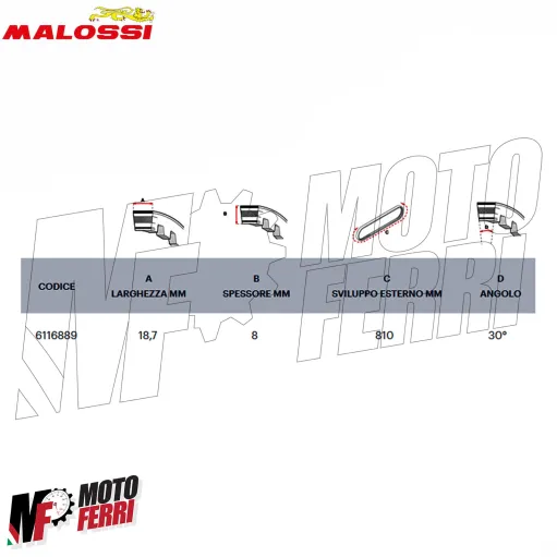 Cinghia Trasmissione Malossi Special X Belt NRG MC3 MC2 POWER DD DT 50 2T