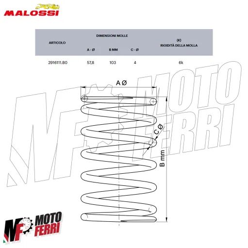 MF9715 Molla di Contrasto Variatore Malossi Nera Gilera Runner SP Purejet 50 2T