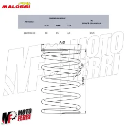 MF9716 Molla di Contrasto Variatore Malossi Grigia Mot Piaggio 50 2T 58 x 85mm 2
