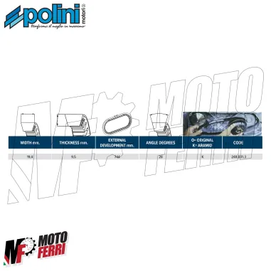 MF9723 Cinghia Trasmissione Variatore Polini Evo V3 Quartz 50 2T Kevlar Aramid