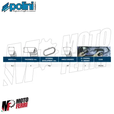 MF9724 Cinghia Variatore Polini Benelli 491 / Beta ARK 50 2T Kevlar Aramid
