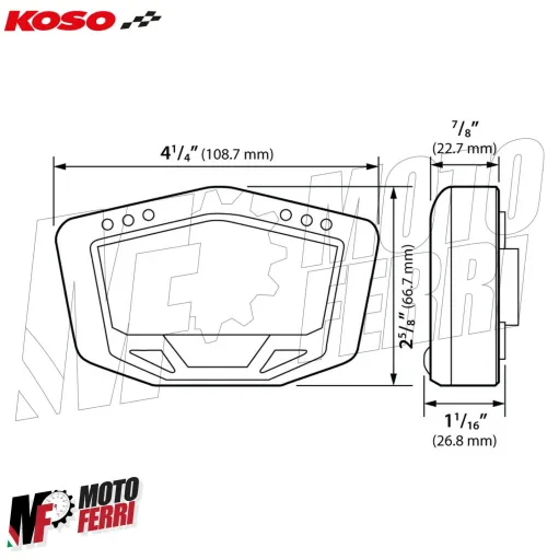 MF2269 Cruscotto Strumentazione Universale KOSO DB-02R Road Scooter Moto TMax
